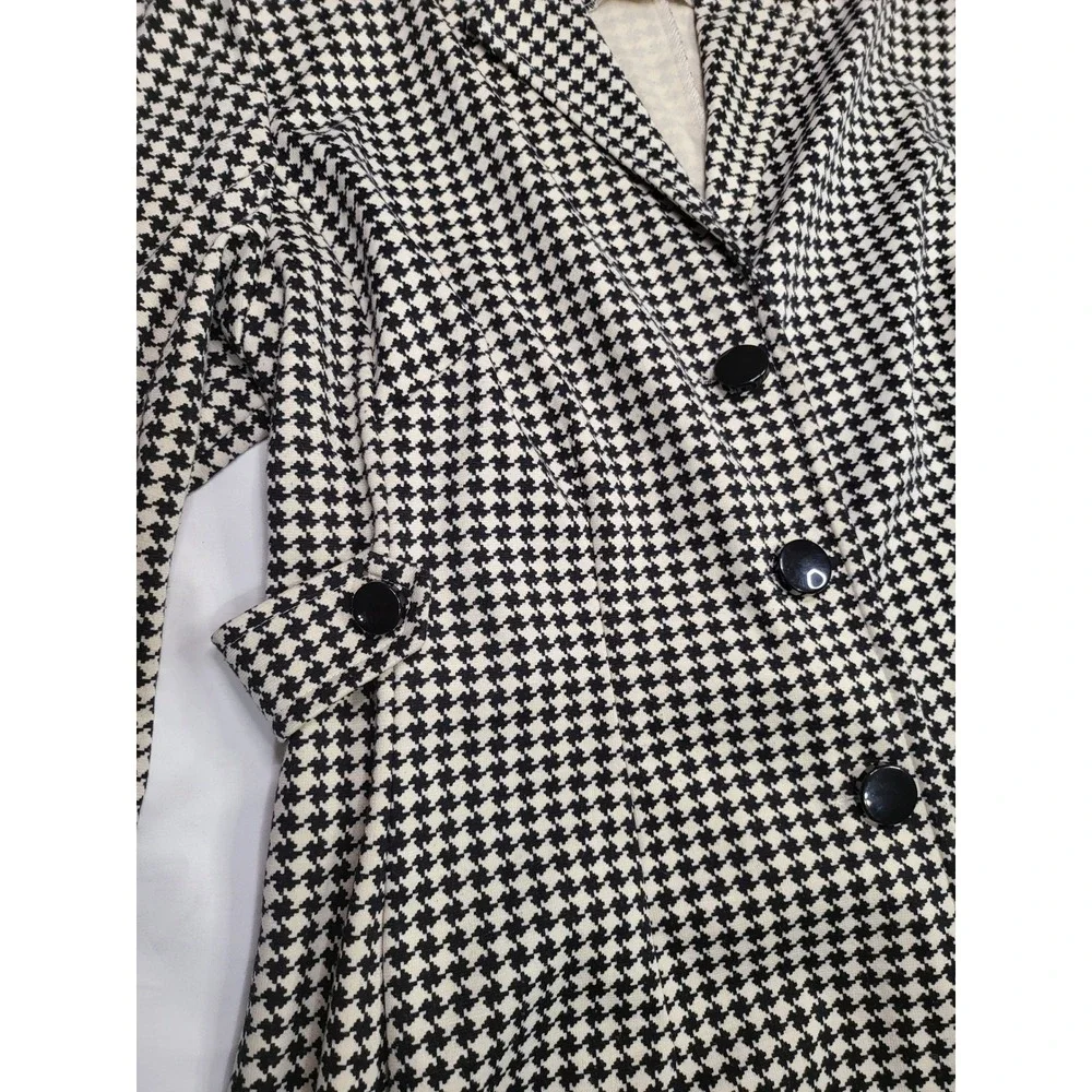 Julian Taylor New York Houndstooth Longline Jacket Blazer Black White Size 22W - Picture 3 of 7